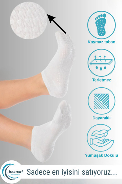 Jusmart Λευκή βαμβακερή αντιολισθητική βάση σιλικόνης ◆   Γιόγκα Πιλάτες Ταβά...