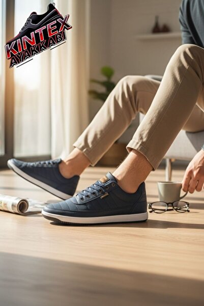 KİNETİK Unisex Black and White Breathable Lace-Up Sneakers