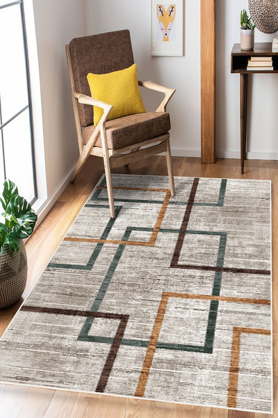 DOKURA HALI Modern Makinede Yıkanabilir Kaydırmaz Leke Tutmaz Salon Halı Oturma odası Halı Mutfak Halı ve Yolluk