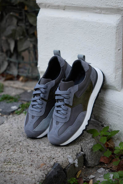 Vantaggio Ravio Gray 100% Genuine Leather Men's Sneaker Shoes