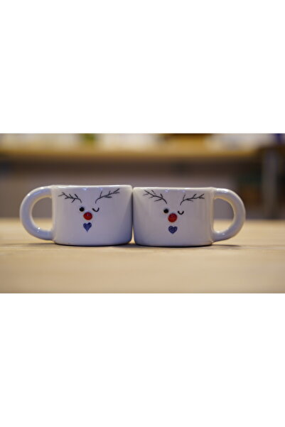 Libra Seramik Seramik El Yapımı Kabartma Geyik Desenli Yılbaşı Temalı Seramik...