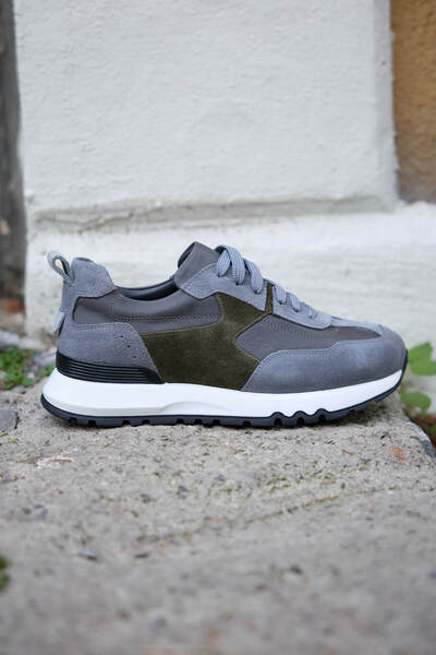 Vantaggio Ravio Gray 100% Genuine Leather Men's Sneaker Shoes