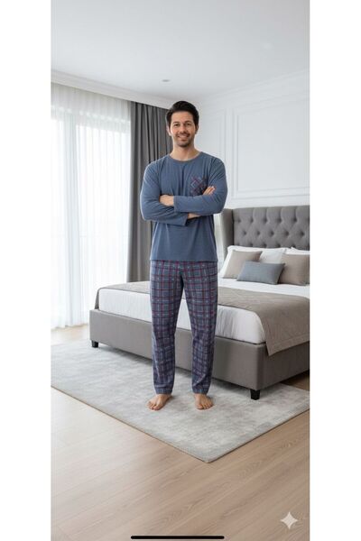Sude HOMEWEAR Ercan Bottom Square Top με τσέπη γαλάζιο Pjm Tkm