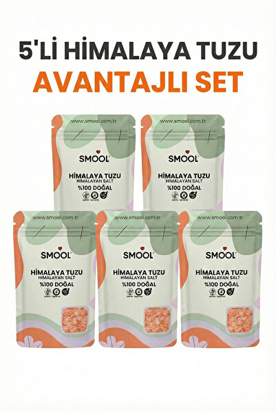 SMOOL Himalaya Tuzu Tane 5 x 1000 Gr, Granül, Doğal, Yüksek Mineral, 5 KG