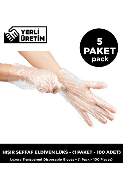 Sepet Doldur Hışır Transparent Gloves Luxury 5 Pack - (1 Pack - 100 Pieces)