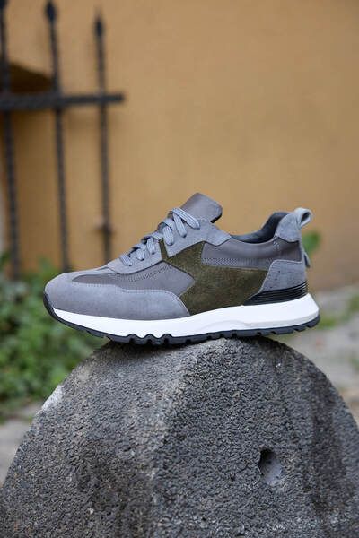 Vantaggio Ravio Gray 100% Genuine Leather Men's Sneaker Shoes