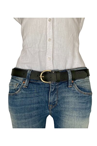 GoDeri Curea subțire de damă, 100% piele naturală, verde, cu cataramă aurie, 3cm=3cm-kdn-02