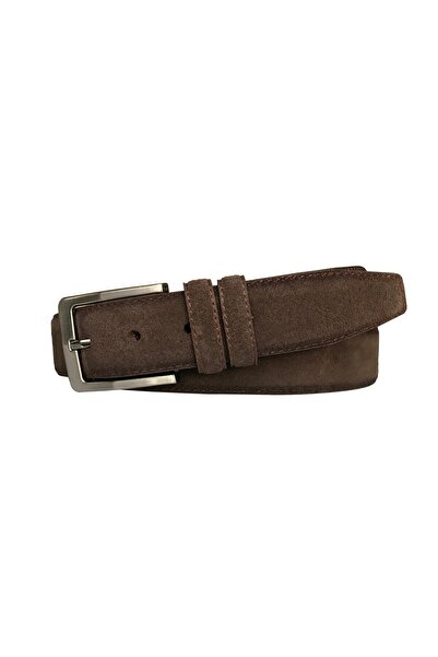 GoDeri 100% Genuine Quality Suede Leather 3.5 cm Dark Brown Classic, Fabric Trouser Belt