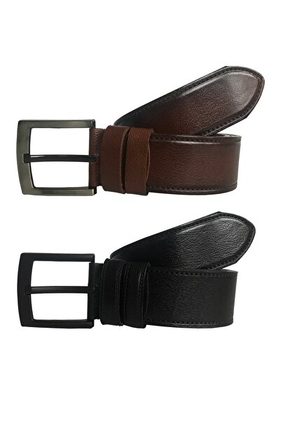 GoDeri Набір з 2-х ременів з натуральної шкіри, чорний, коричневий, 4,5 см = 2 шт. 62-63