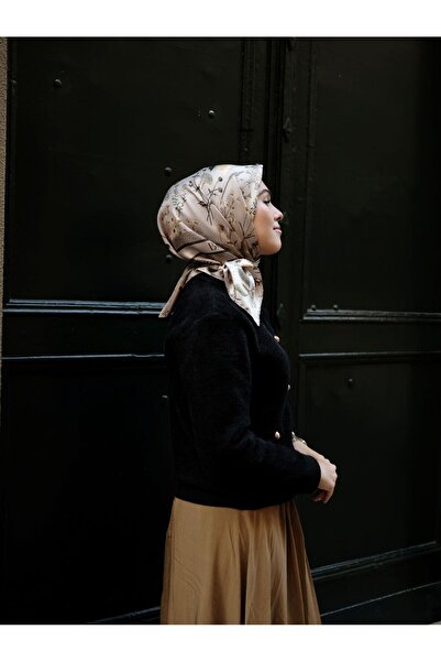 Floral Twill İpek Eşarp