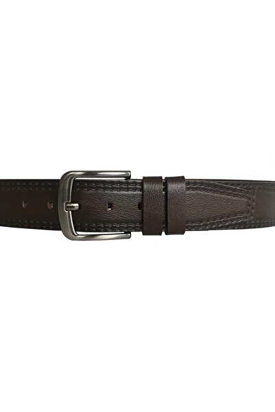 GoDeri Ζώνη τζιν από γνήσιο δέρμα με διπλή ραφή καφέ 4,5 cm=dk-0075