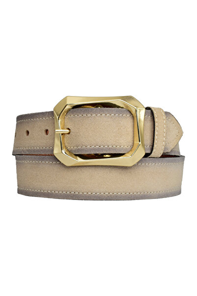 GoDeri 100% piele naturală, cataramă aurie 4 cm piele întoarsă crem centură damă ; Blugi, centură sport=an-byn-08