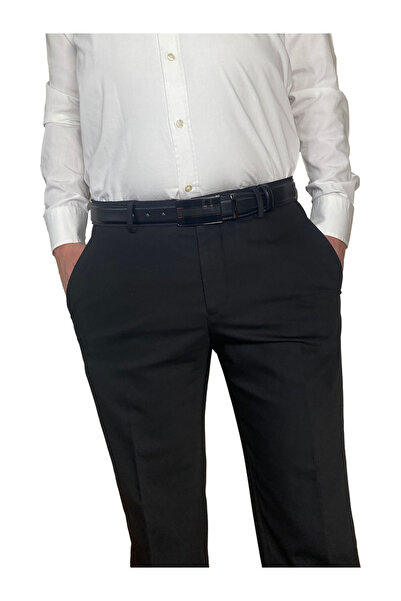 GoDeri 100% Γνήσιο Δέρμα, ΠΟΡΠΗ CLAMSHELL, μαύρο Classic, Υφασμάτινη ζώνη παντελονιού 3,5 Cm_black2_black.ραμμένο