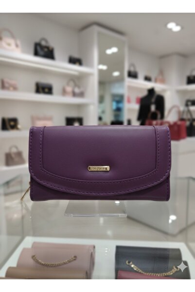 Newish Polo Envelope Model Flap Zippered Plain Faux Leather Women's Portfolio Wallet-Large Size