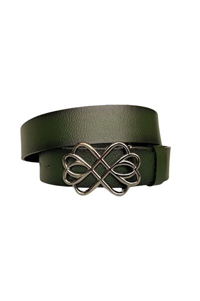 GoDeri 100% piele naturală, cataramă argintie, curea de blugi pentru femei, verde, 4 cm=an-byn-56