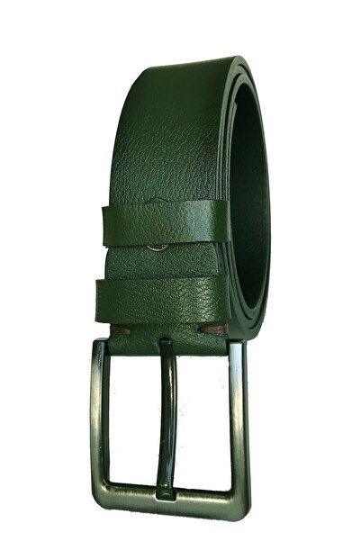 GoDeri Green One Piece 100% Genuine Leather Sports Jeans - 4.5 Cm=go-dk-jeans