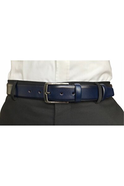 GoDeri Genuine Quality Leather Navy Blue Classic Fabric Trouser Belt 3.5 Cm=go-dk-kla