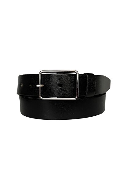 GoDeri جينز نسائي من الجلد الطبيعي بإبزيم مستطيل فضي، حزام رياضي 4 سم=an-byn-31