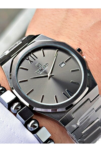 Reward Füme Renk Çift Takvimli Sade Klasik Model Erkek Kol Saati + BİLEKLİK H...