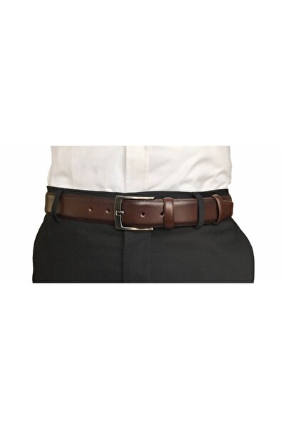 GoDeri Quality Leather Brown Classic Fabric Belt with Trousers 3.5 cm