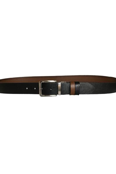 GoDeri Ζώνη από γνήσιο δέρμα διπλής όψης πλάτους 4 cm - Μαύρο, Καφέ