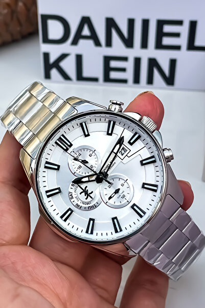 Daniel Klein Silver Color Steel Men's Wristwatch All Functions Active Watch with Bracelet Gift Father's Day