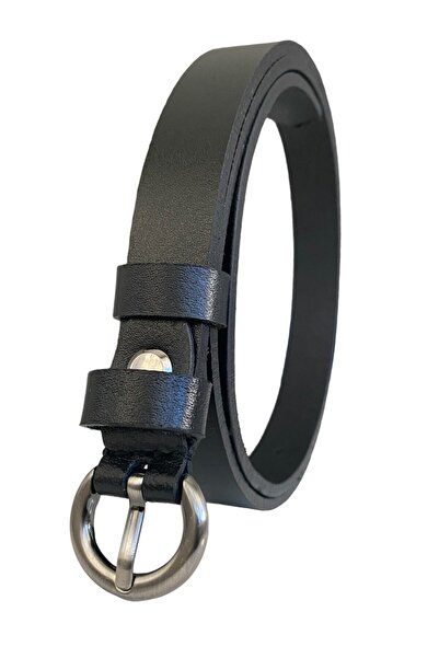 GoDeri حزام نسائي من الجلد الطبيعي باللون الأسود بإبزيم فضي - 1.8 سم = متعدد - 07