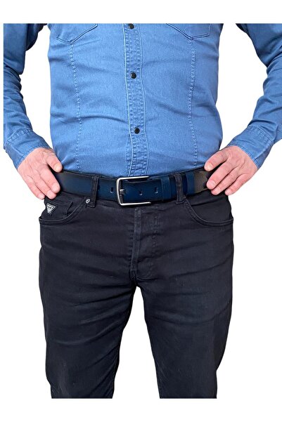 GoDeri 100% натуральна шкіра Legend Fume Широкий язик темно-синій ремінь 4 Cm4cmfumegenisdili