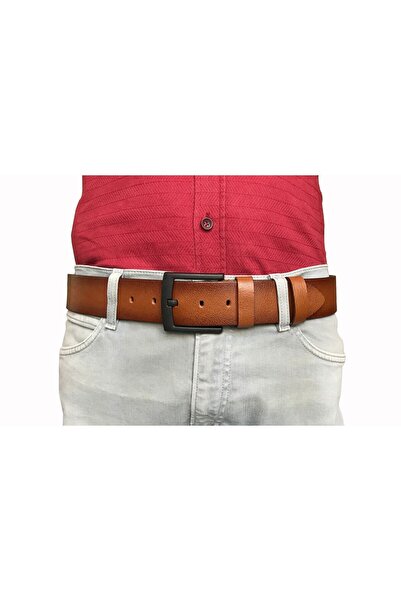 GoDeri جلد عالي الجودة 4.5 سم جينز أسمر، حزام رياضي = Go-Min-Jeans