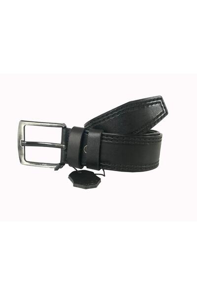 GoDeri Чорний ремінь із справжньої шкіри з візерунком 4,5 см = dk-0044