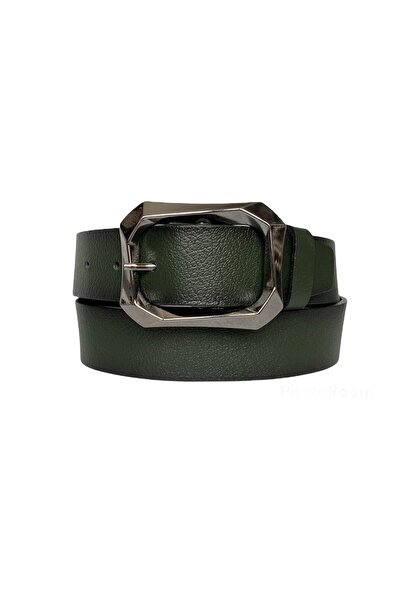 GoDeri 100% piele naturală, cu cataramă nichel neagră, curea de blugi pentru femei, verde, 4 cm=an-byn-07