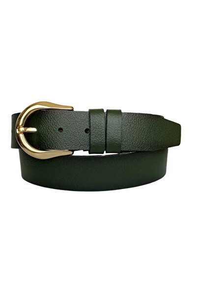 GoDeri 100% piele naturală, curea de blugi de damă verde cu cataramă aurie 4 cm=an-byn-70