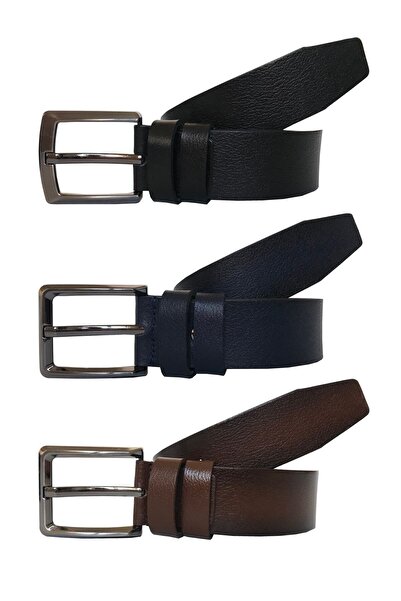 GoDeri طقم سوبر 3 قطع من الجلد الطبيعي - حزام 4 سم = 3 قطع 51-53-56