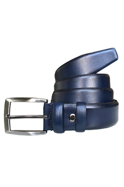 GoDeri Genuine Quality Leather Navy Blue Classic Fabric Trouser Belt 3.5 Cm=go-dk-kla