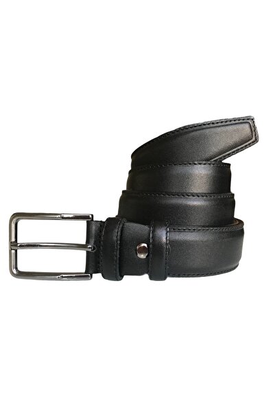 GoDeri Γνήσιο ποιοτικό δέρμα σετ 2, ραμμένη ζώνη παντελονιού από κλασικό ύφασμα. Μαύρο, μαύρισμα 3,5 cm=2li.kla