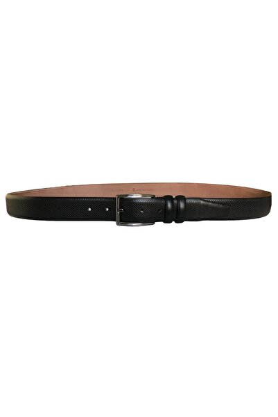 GoDeri Шкіряний ремінь класичний чорний з візерунком 3,5 см=dk-0115