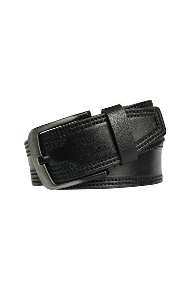 GoDeri Спортивний ремінь з чорної шкіри з візерунком натуральної шкіри 4,5 см = dk-0099