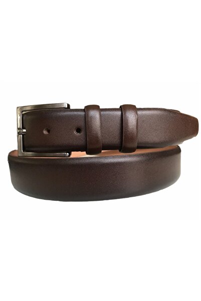 GoDeri Quality Leather Brown Classic Fabric Belt with Trousers 3.5 cm