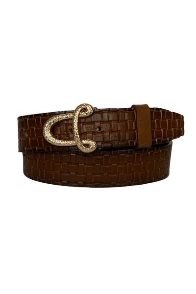 GoDeri 100% натуральна шкіра, коричневий жіночий ремінь з золотою пряжкою 4 с...