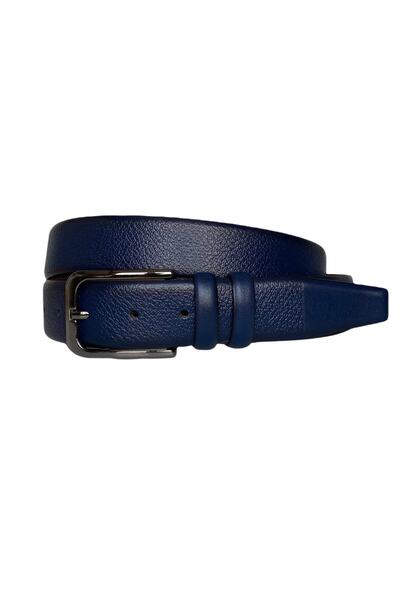 GoDeri 100% Γνήσιο Δέρμα Ποιότητας, Navy Blue Classic, Υφασμάτινη Ζώνη Παντελονιού 3,5 cm=dk-142-143-144