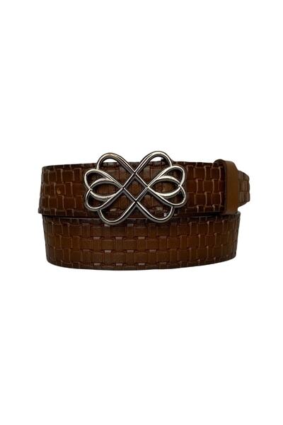 GoDeri 100% натуральна шкіра, срібна пряжка, коричневий жіночий ремінь для дж...