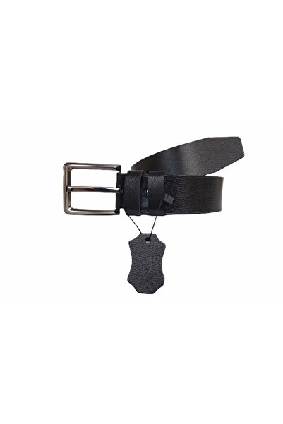 GoDeri حزام جلد طبيعي أسود فاخر للرجال 4 سم من قماش الدنيم = gkdk0013