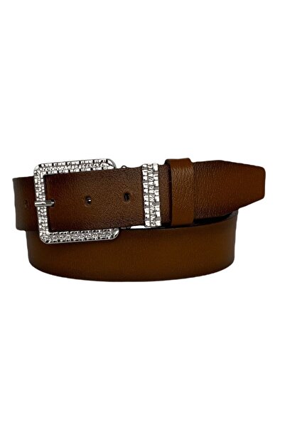 GoDeri حزام جينز نسائي من الجلد الطبيعي 100%، إبزيم فضي، جسر معدني من Tosado 4 سم=an-byn-62