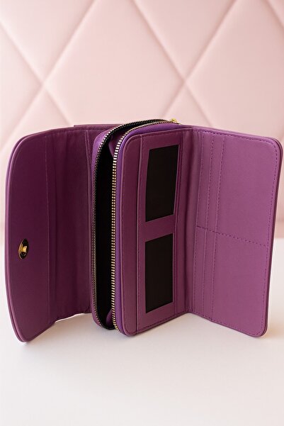 Newish Polo Envelope Model Flap Zippered Plain Faux Leather Women's Portfolio Wallet-Large Size