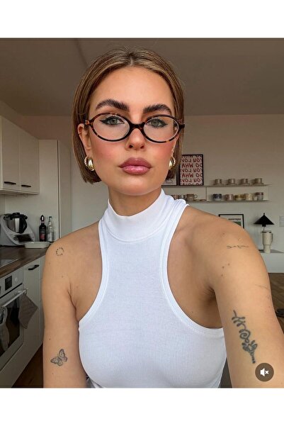 funeyes Mi̇ux Eli̇ps Glass-Plated Blue Light Protective Glasses Leopard Patterned Popular Glasses