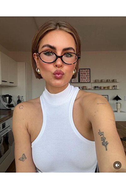 funeyes Mi̇ux Eli̇ps Glass-Plated Blue Light Protective Glasses Leopard Patterned Popular Glasses