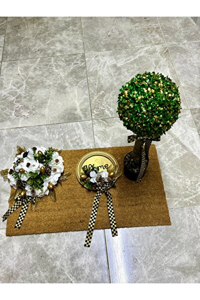 TASARIMHMODA Kapı Önü Paspas Set 3 Parça Gold