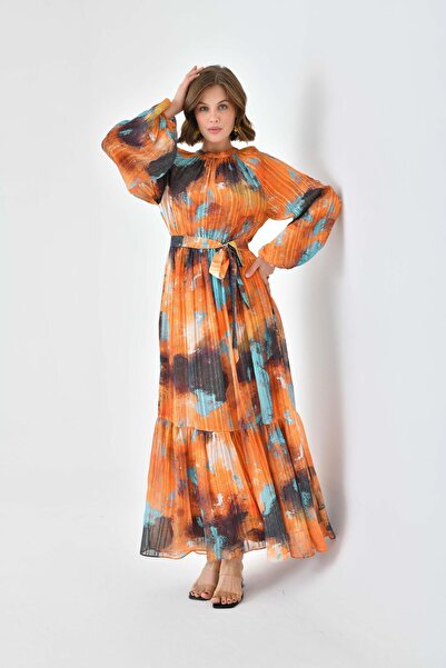 FTZ WOMEN Women's Patterned Dress Orange 30740