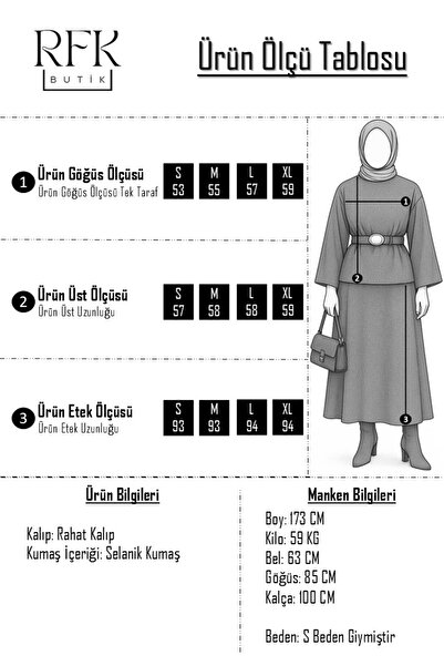 RFK Butik Women's Thessaloniki Fabric Belt Detailed Skirt Suit - Black