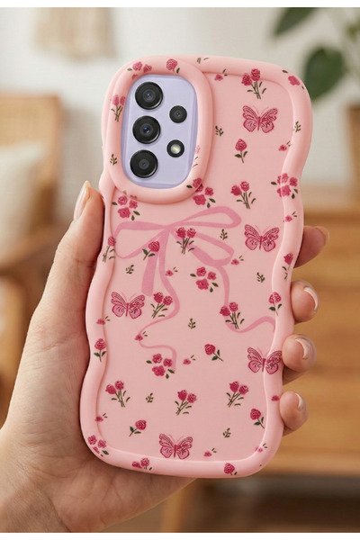 Rivor Samsung Galaxy A32 4G Uyumlu Kılıf Kamera Çıkıntılı Kurdele Ve Çiçek Ka...